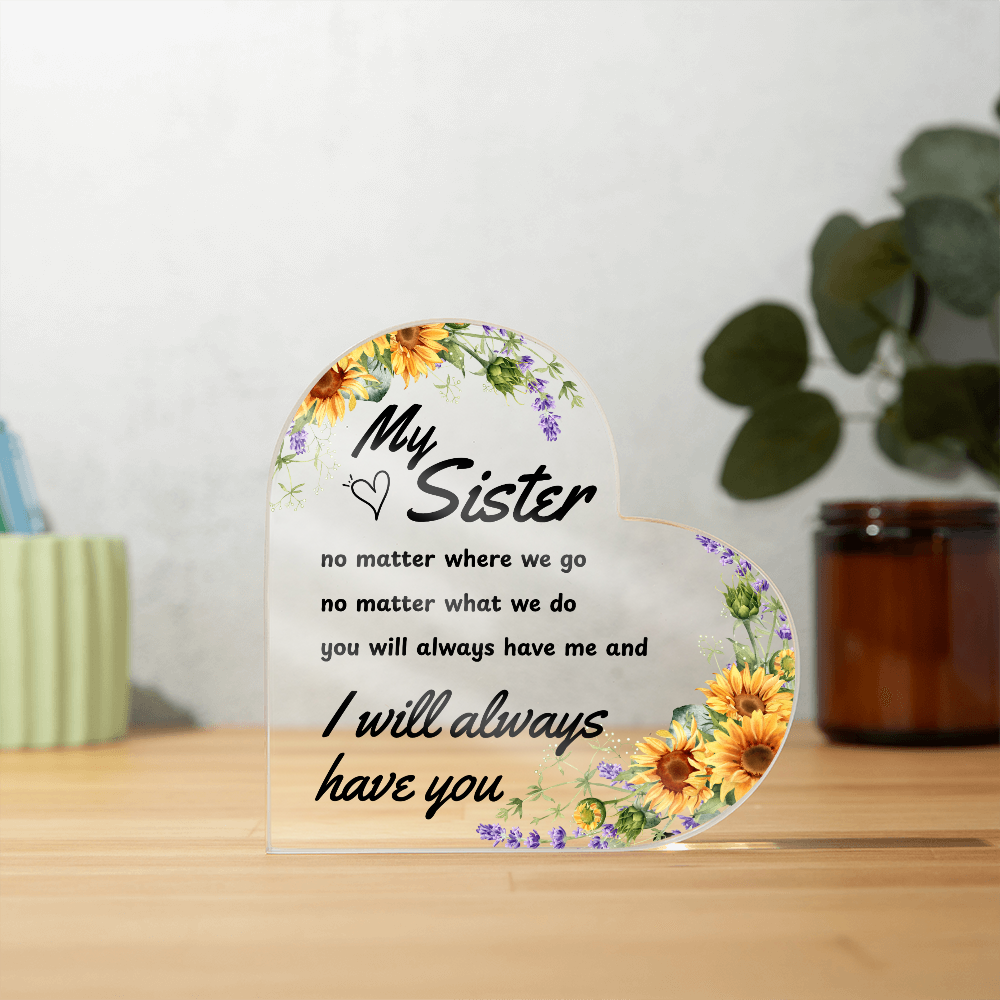 To My Beloved Sister: With All My Heart | Heart Shaped Acrylic Gift
