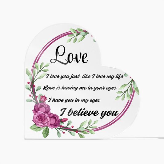 For My Forever Love | Heart Shaped Acrylic Plaque Gift