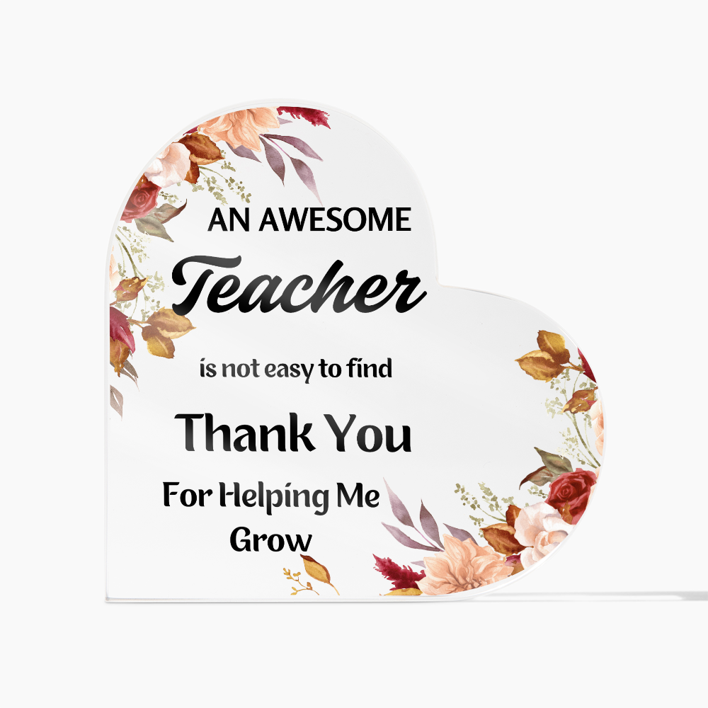 Thank You Message for Teacher | Heart Shaped Acrylic Gift