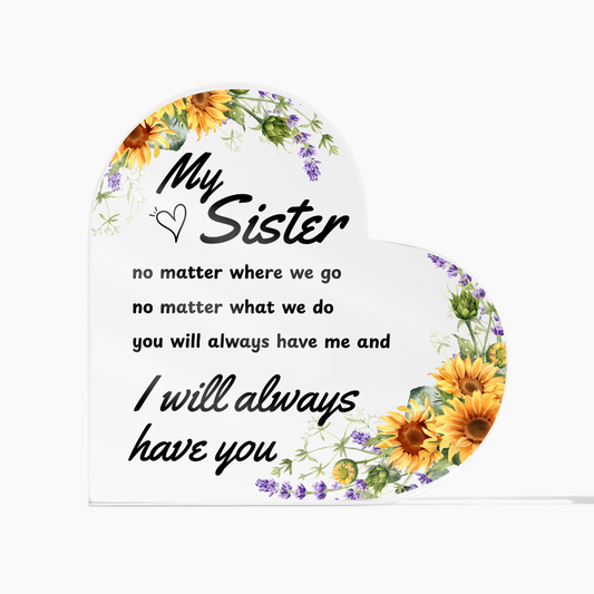 To My Beloved Sister: With All My Heart | Heart Shaped Acrylic Gift