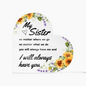 To My Beloved Sister: With All My Heart | Heart Shaped Acrylic Gift