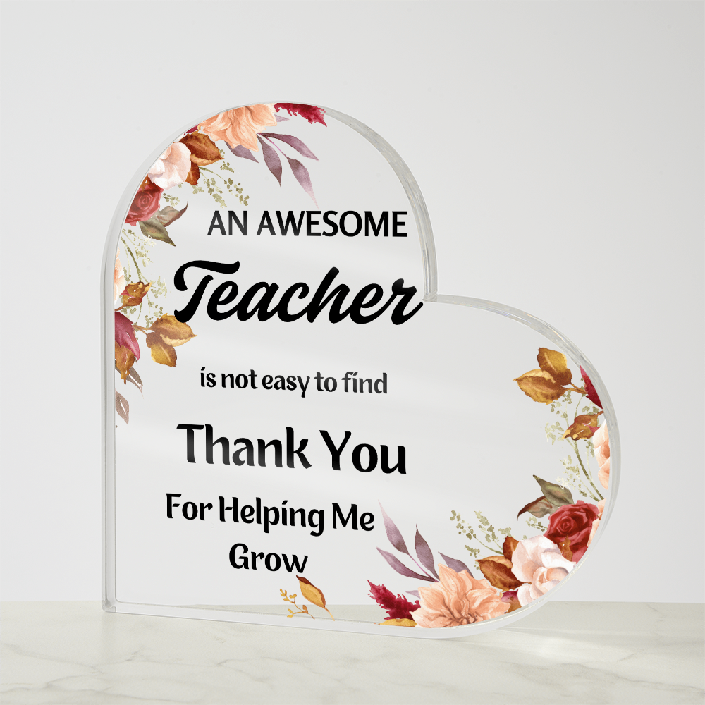 Thank You Message for Teacher | Heart Shaped Acrylic Gift