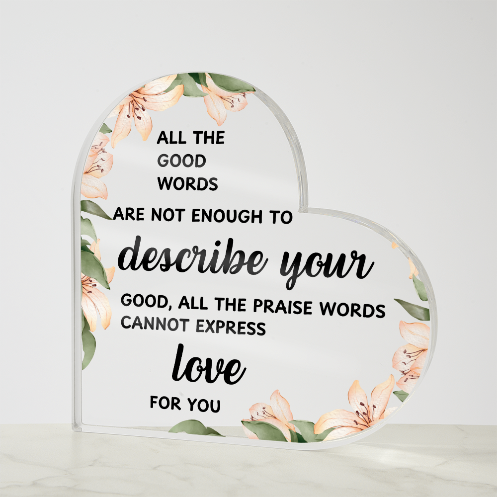 Love Message Keepsake Gift - Elegant with Touching Words for Birthday Anniversary | Heart Shaped Acrylic Plaque Gift