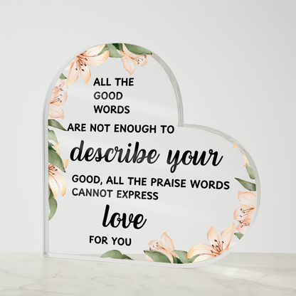 Love Message Keepsake Gift - Elegant with Touching Words for Birthday Anniversary | Heart Shaped Acrylic Plaque Gift