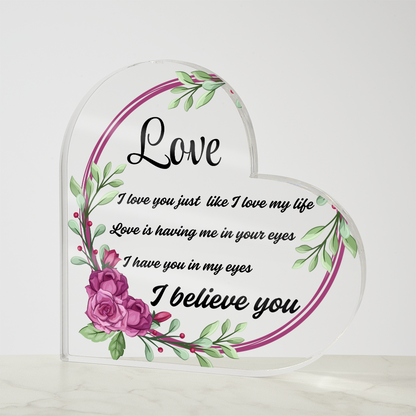 For My Forever Love | Heart Shaped Acrylic Plaque Gift