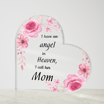 In Loving Memory of Mom Gift – Meaningful Sympathy Gift to Honor Her Spirit | Printed Heart Shaped Acrylic Plaque