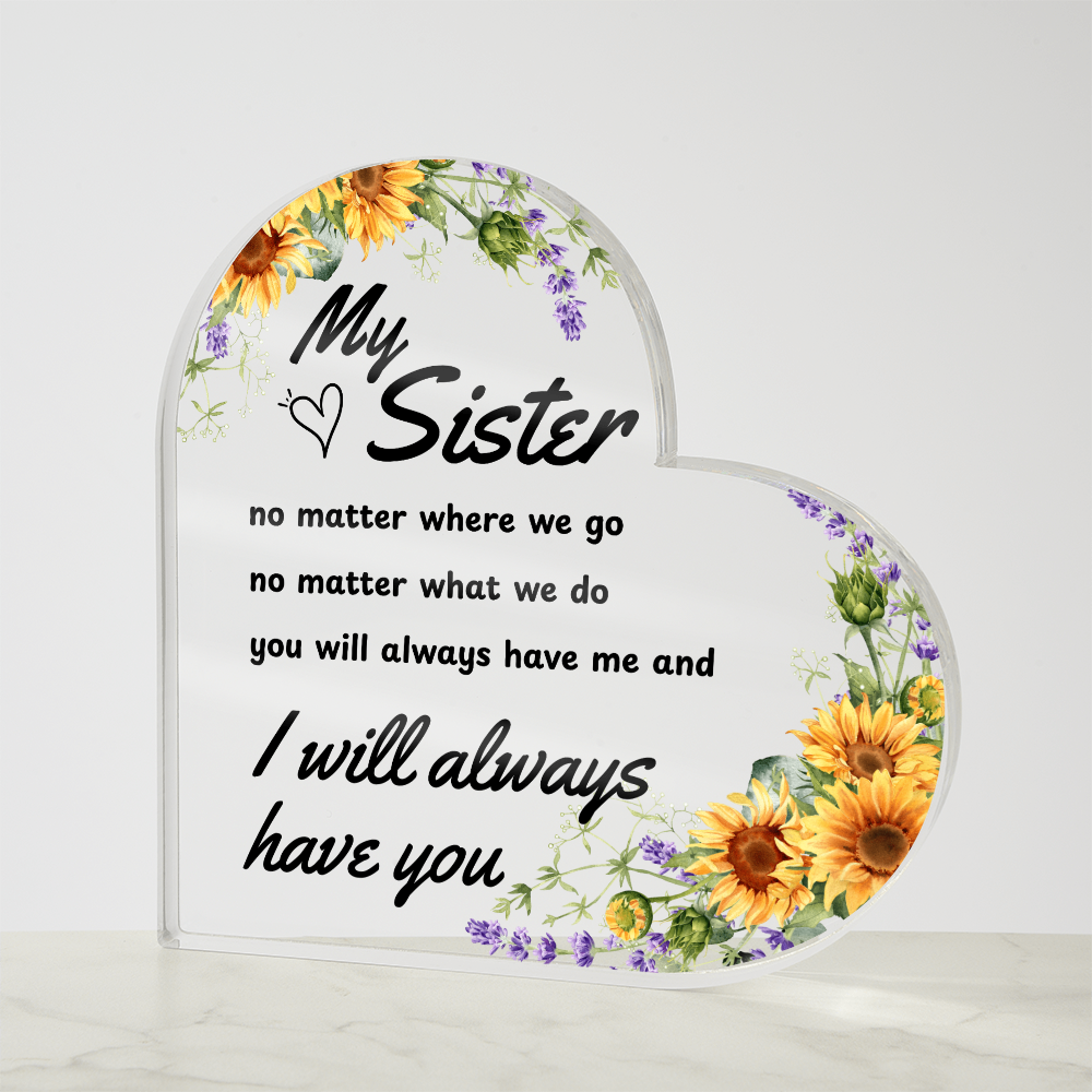 To My Beloved Sister: With All My Heart | Heart Shaped Acrylic Gift