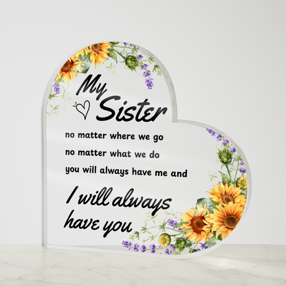 To My Beloved Sister: With All My Heart | Heart Shaped Acrylic Gift