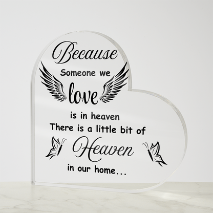 Bereavement Gift – Heaven in Our Home Plaque to Remember Someone Special | Heart Shaped Acrylic