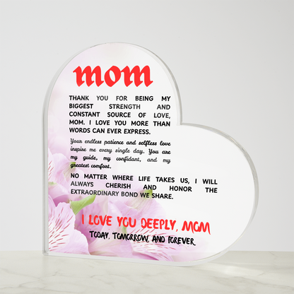 To the Heart That Raised Me: A Letter of Love to My Mom | Heart-Shaped Acrylic Gift