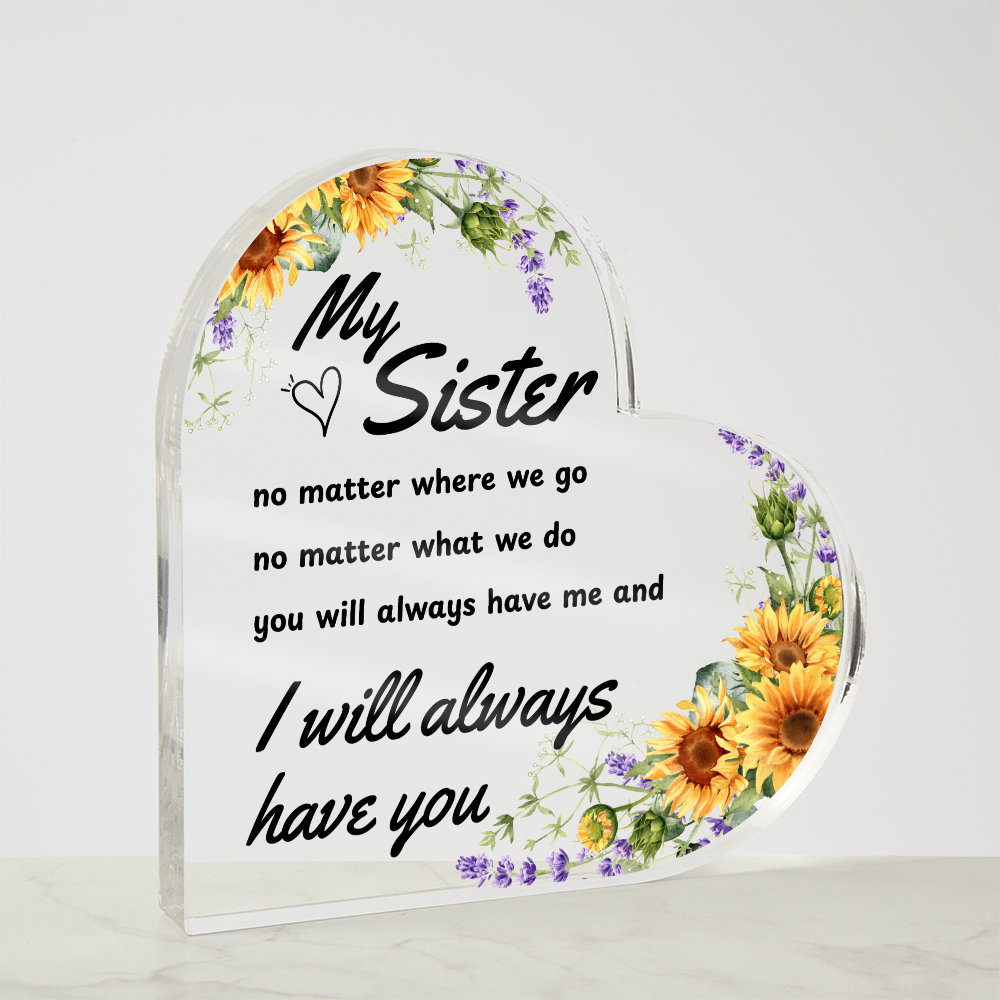 To My Beloved Sister: With All My Heart | Heart Shaped Acrylic Gift