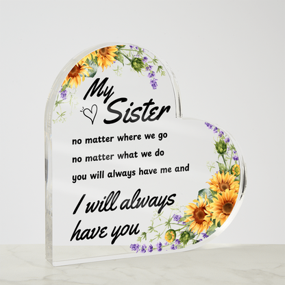 To My Beloved Sister: With All My Heart | Heart Shaped Acrylic Gift