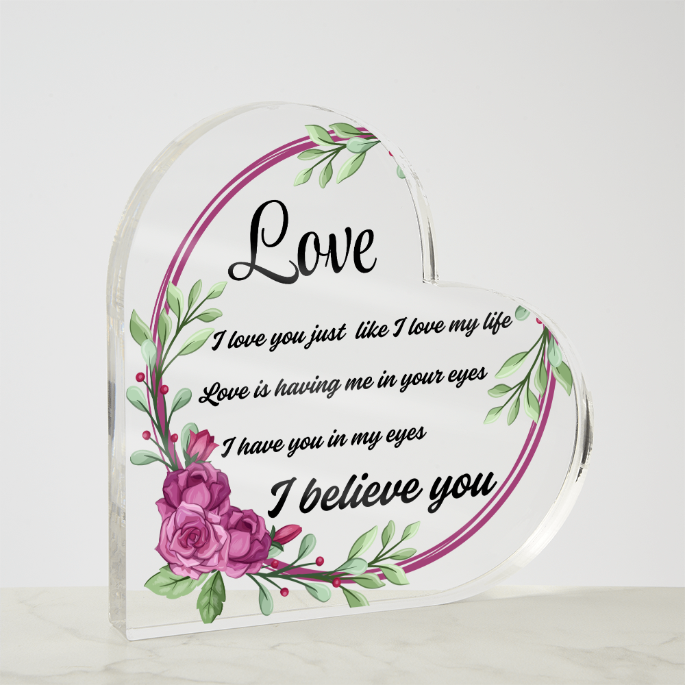 For My Forever Love | Heart Shaped Acrylic Plaque Gift