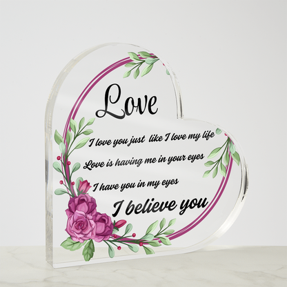 For My Forever Love | Heart Shaped Acrylic Plaque Gift