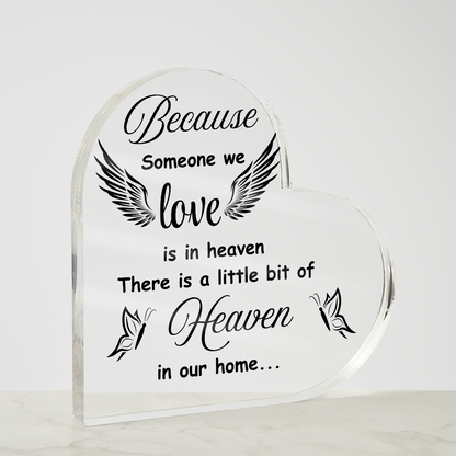 Bereavement Gift – Heaven in Our Home Plaque to Remember Someone Special | Heart Shaped Acrylic