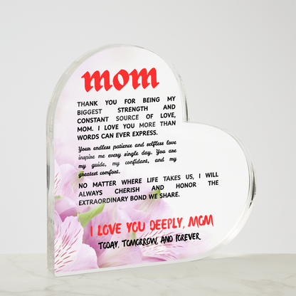 To the Heart That Raised Me: A Letter of Love to My Mom | Heart-Shaped Acrylic Gift