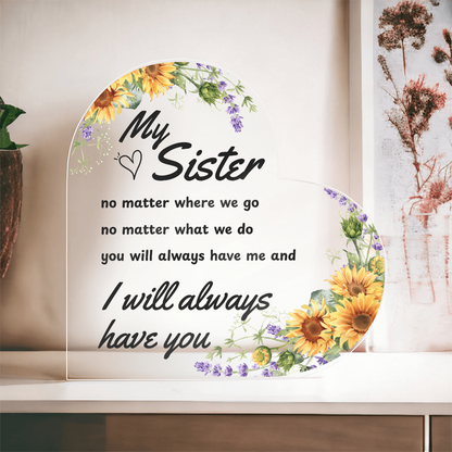 To My Beloved Sister: With All My Heart | Heart Shaped Acrylic Gift