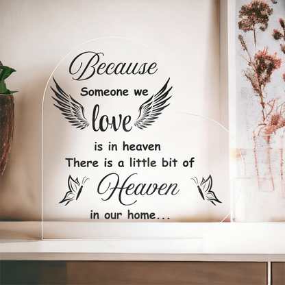 Bereavement Gift – Heaven in Our Home Plaque to Remember Someone Special | Heart Shaped Acrylic