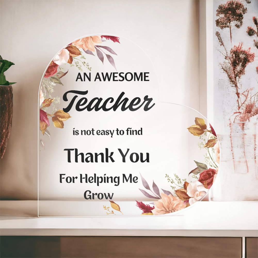 Thank You Message for Teacher | Heart Shaped Acrylic Gift
