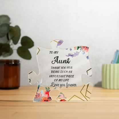 Special Gift for Aunt with Love Message – Perfect Birthday, Christmas, or Thank You Gift | Printed Acrylic Puzzle Plaque