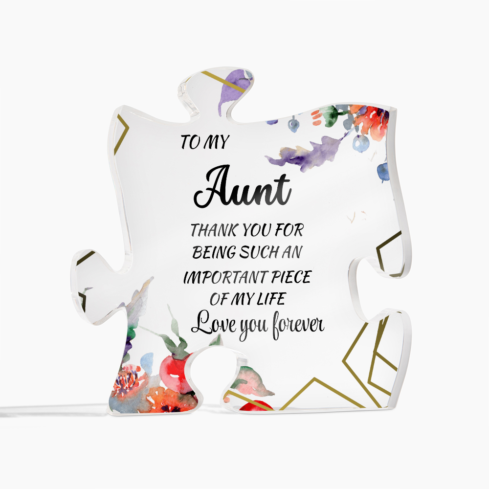 Special Gift for Aunt with Love Message – Perfect Birthday, Christmas, or Thank You Gift | Printed Acrylic Puzzle Plaque