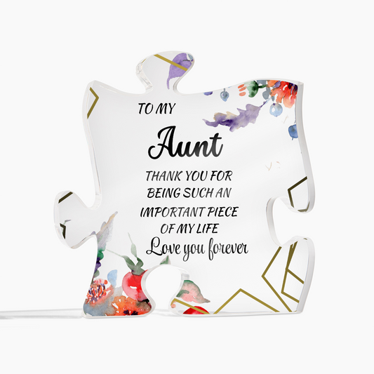 Special Gift for Aunt with Love Message – Perfect Birthday, Christmas, or Thank You Gift | Printed Acrylic Puzzle Plaque