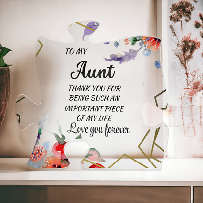 Special Gift for Aunt with Love Message – Perfect Birthday, Christmas, or Thank You Gift | Printed Acrylic Puzzle Plaque