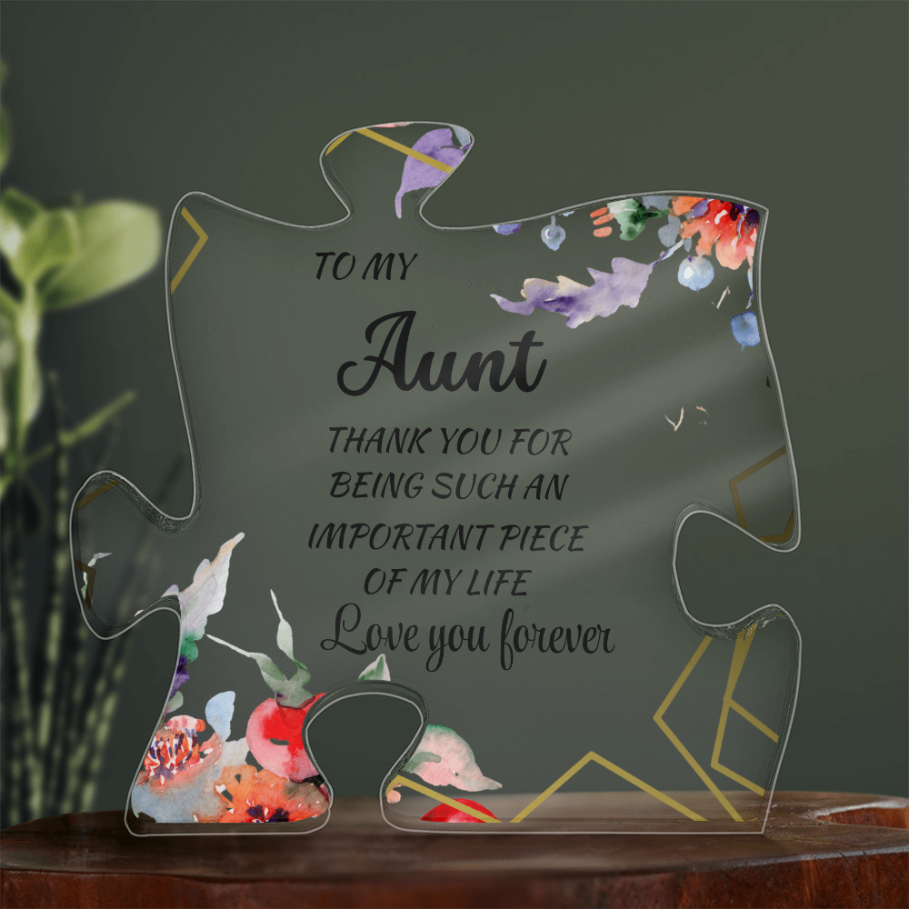Special Gift for Aunt with Love Message – Perfect Birthday, Christmas, or Thank You Gift | Printed Acrylic Puzzle Plaque