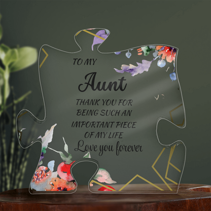 Special Gift for Aunt with Love Message – Perfect Birthday, Christmas, or Thank You Gift | Printed Acrylic Puzzle Plaque