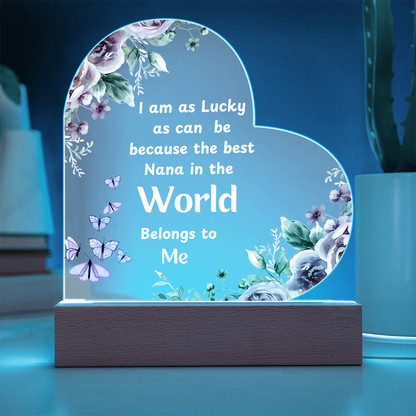 Heartfelt Gift for Nana – Loving Message to Make Her Feel Special | Heart Acrylic Plaque