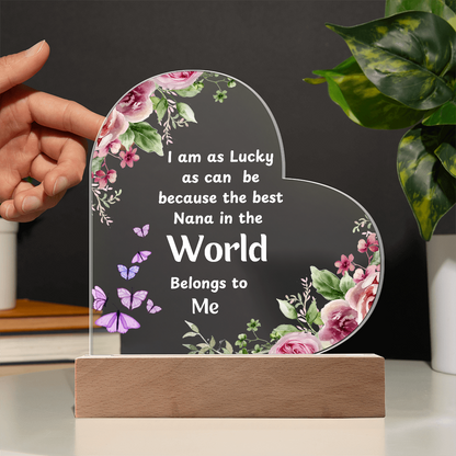 Heartfelt Gift for Nana – Loving Message to Make Her Feel Special | Heart Acrylic Plaque