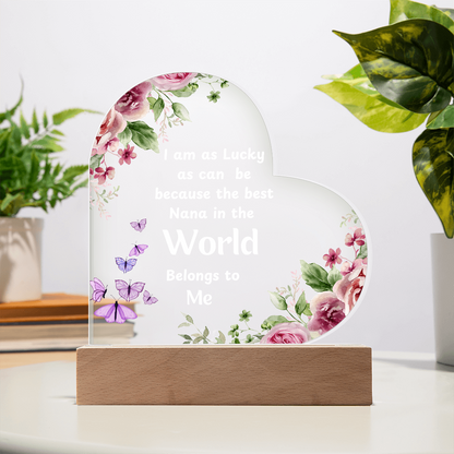 Heartfelt Gift for Nana – Loving Message to Make Her Feel Special | Heart Acrylic Plaque