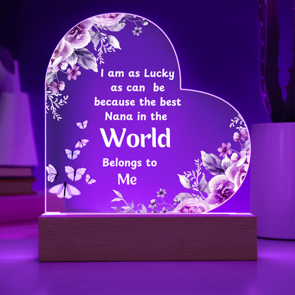 Heartfelt Gift for Nana – Loving Message to Make Her Feel Special | Heart Acrylic Plaque