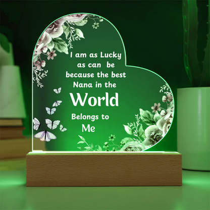 Heartfelt Gift for Nana – Loving Message to Make Her Feel Special | Heart Acrylic Plaque