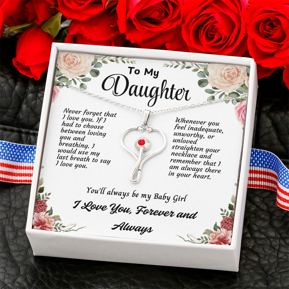 Daughter Necklace with Love Message – Perfect Birthday, Graduation, or Christmas Gift from Mom or Dad